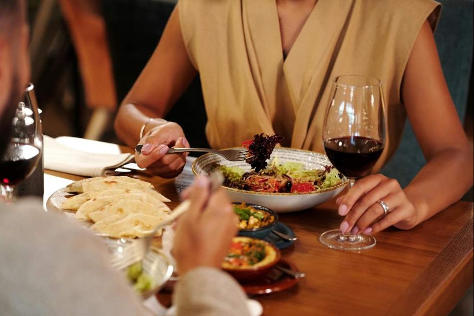 Couple in a Restaurant Having a Date