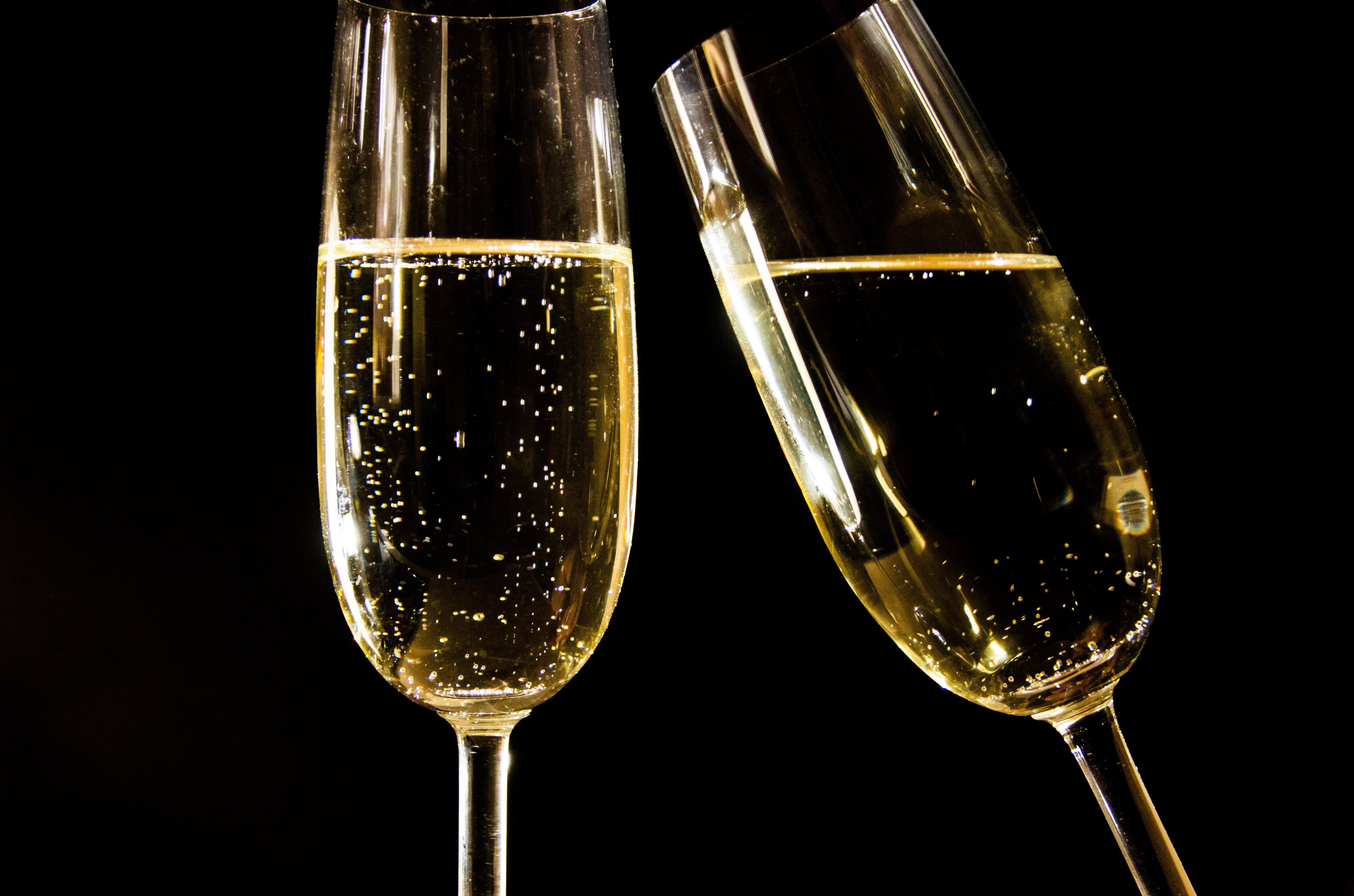 two champagne glasses