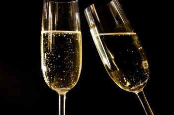 two champagne glasses