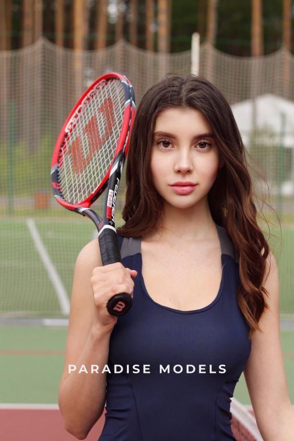 Anessa with a tennis racket. 